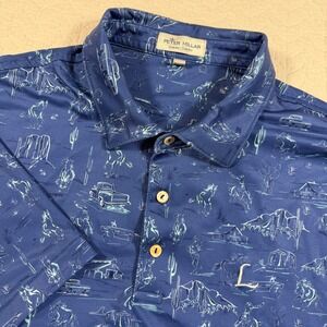 Peter Millar Summer Comfort Golf Polo Western Ranch Horse Truck Mens‎ Large SS